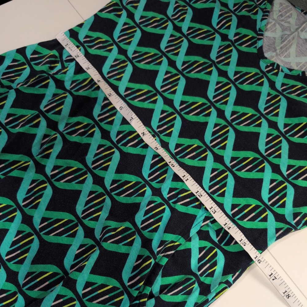 Svaha DNA Double Helix Science Dress Womens 12 Green Teal Organic Cotton Pockets - Picture 7 of 9